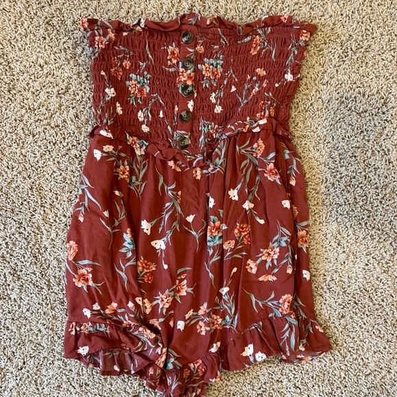 american eagle floral strapless romper - Picture 2 of 4